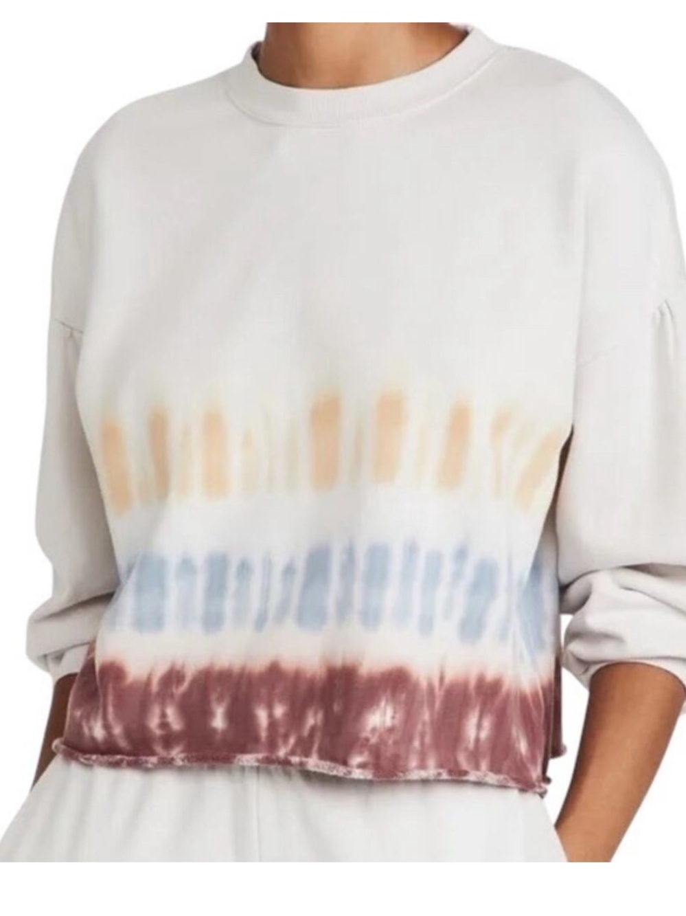 Z Supply Tempest Tie-Dye Pullover Sweatshirt White & Blue Medium NWT
